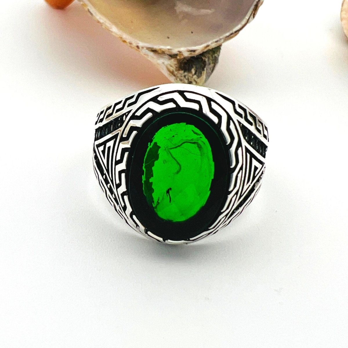 Men's Green Emerald Stone Ring - TryAladdin