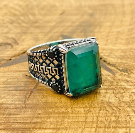 Men's Green Paraiba Ring - TryAladdin