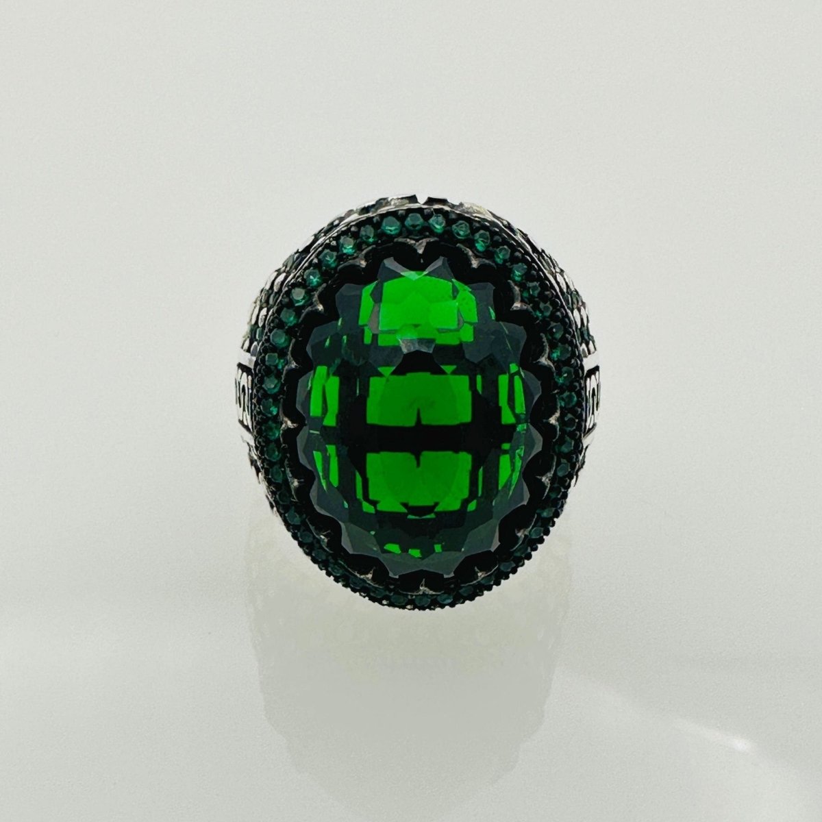 Men's Green Zircon Silver Ring - TryAladdin