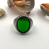 Men's Green Zircon Stone Silver Ring - TryAladdin