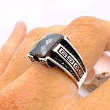 Men's Handmade Black Onyx Silver Ring - TryAladdin