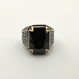 Men's Handmade Black Onyx Stone Silver Ring - TryAladdin