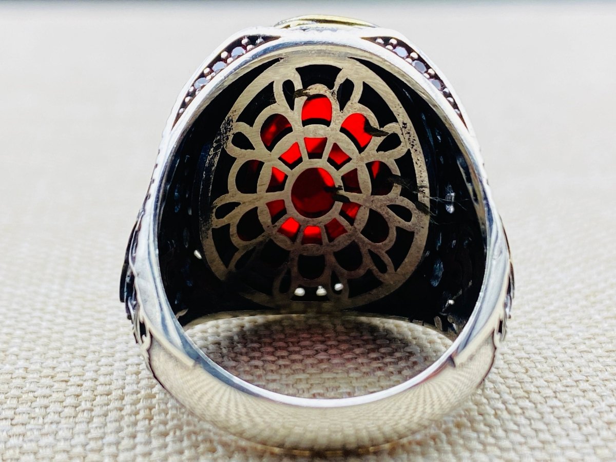 Men's Handmade Red Stone Ottoman Ring - TryAladdin