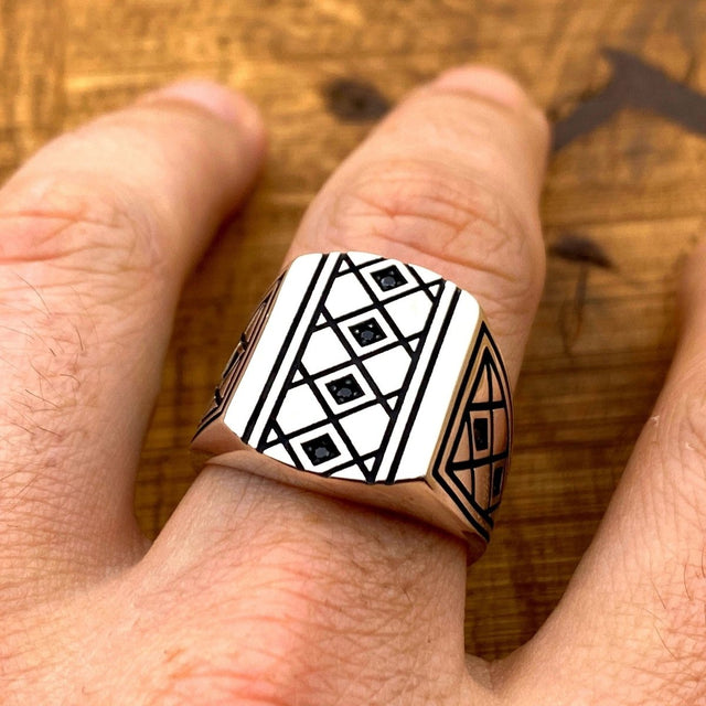 Men's Knitting Pattern Silver Ring - TryAladdin