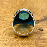 Men's Silver Ring with Blue Aquamarine Stone - TryAladdin