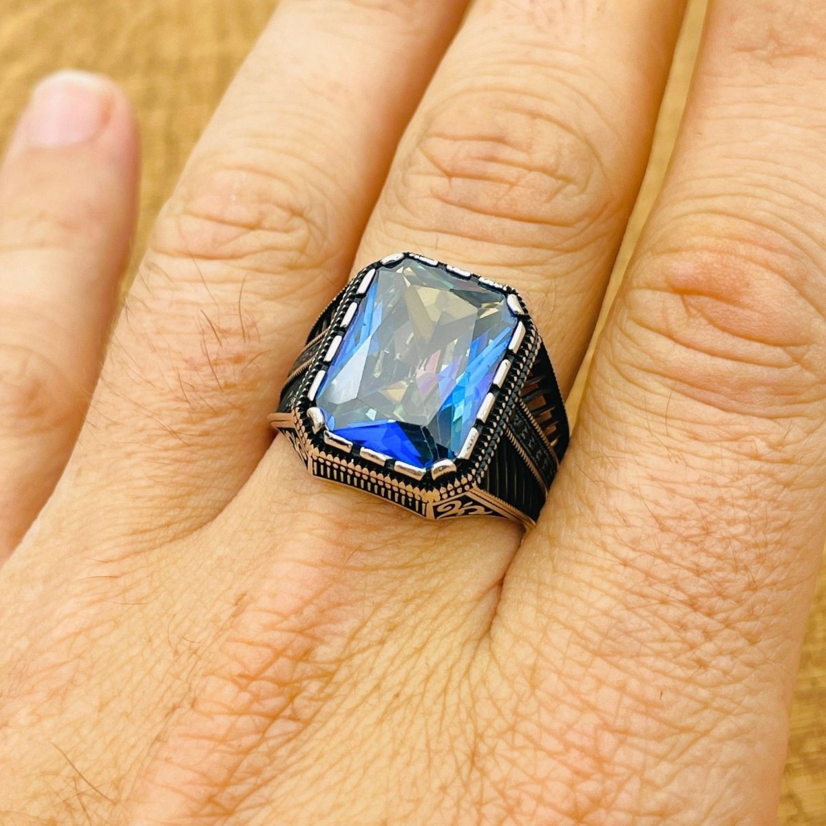 Men's Tanzanite Silver Ring - TryAladdin