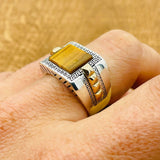 Men's Tiger's Eye Silver Ring - TryAladdin