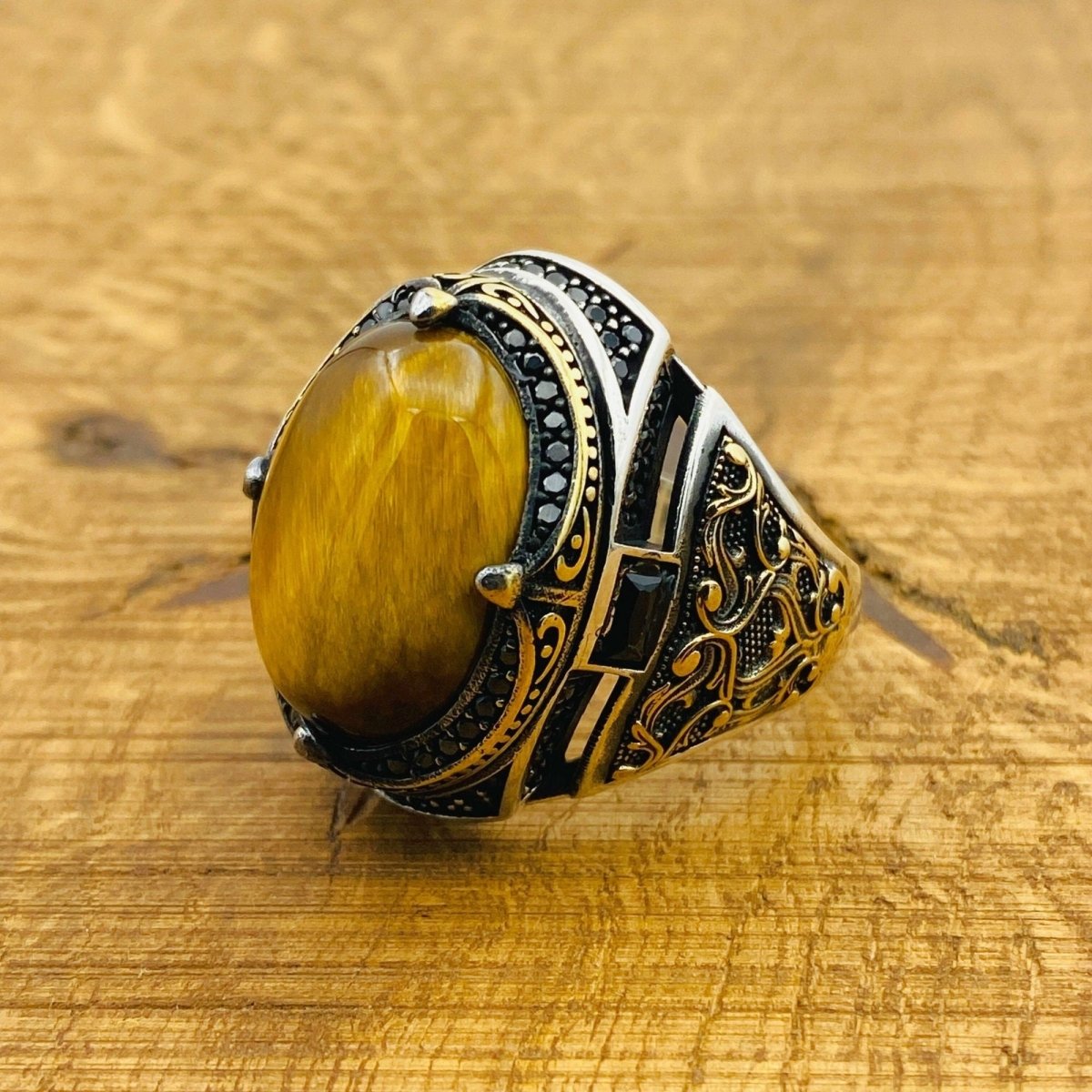 Men's Tiger's Eye Stone Ring - TryAladdin