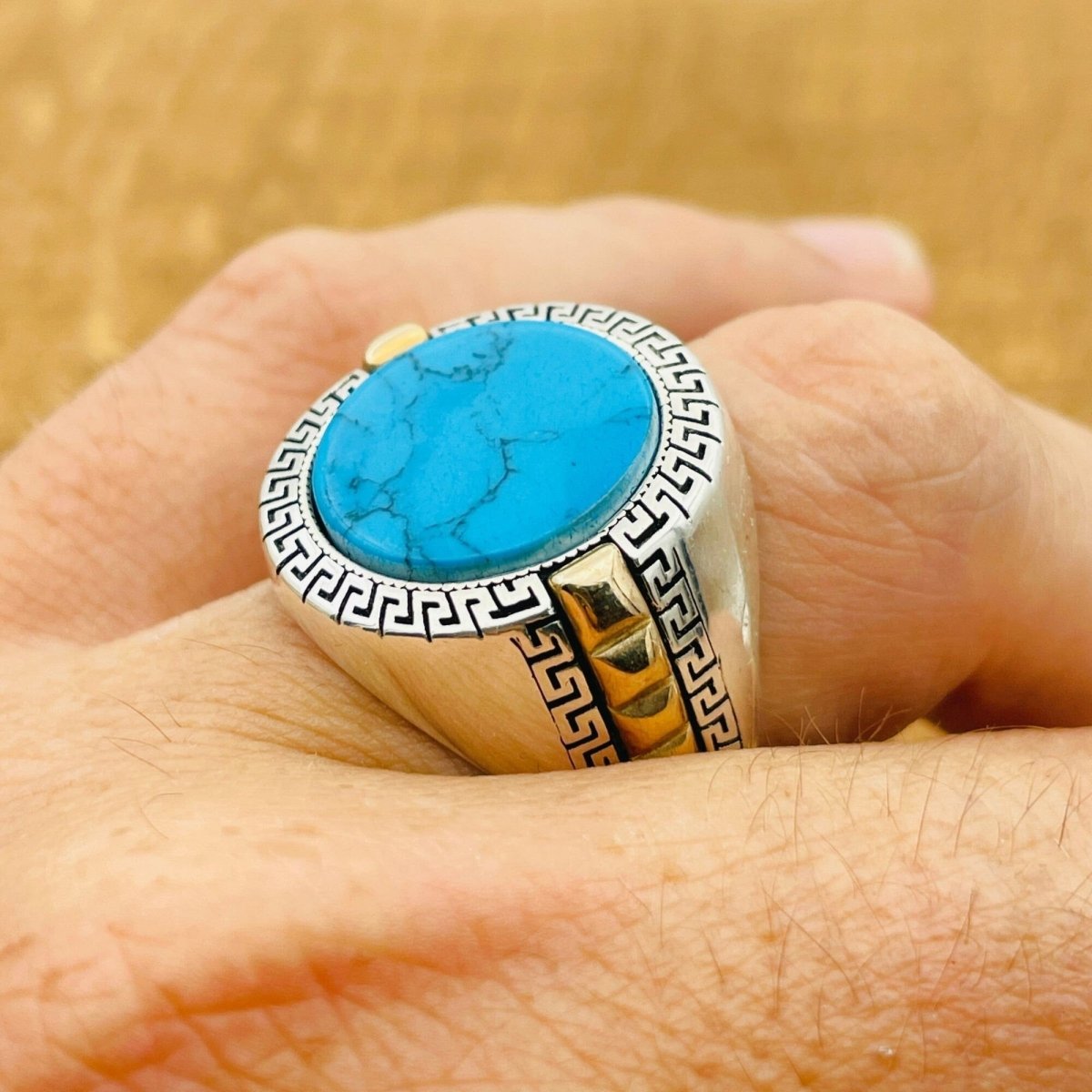 Men's Turquoise Silver Ring - TryAladdin