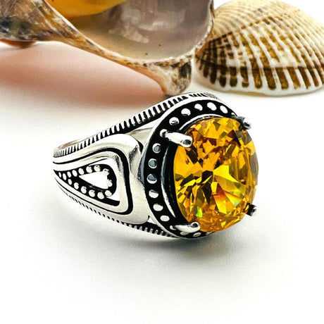 Men's Yellow Citrine Ring - TryAladdin