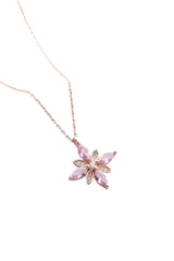 Nereze | Hope Flower Necklace with Pink Zircon Stones - TryAladdin