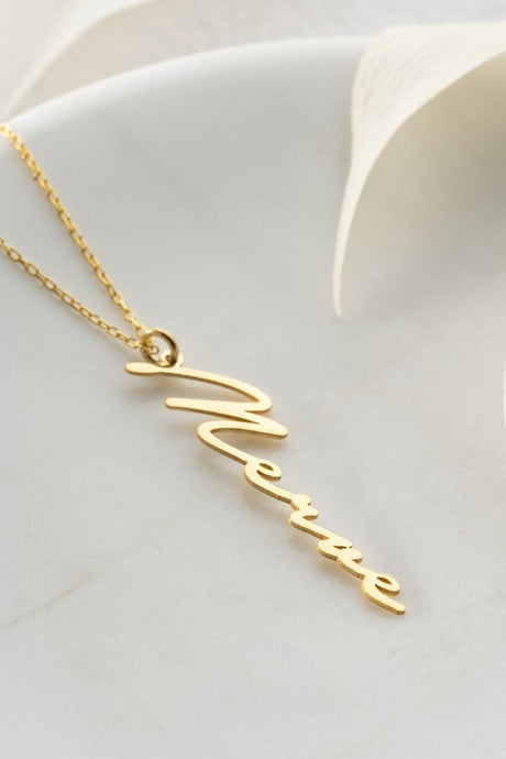 Nereze | Personalized Handwritten Vertical Name Necklace - TryAladdin