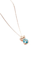 Nereze | Rose Plated Owl Necklace with Aquamarine Stone - TryAladdin