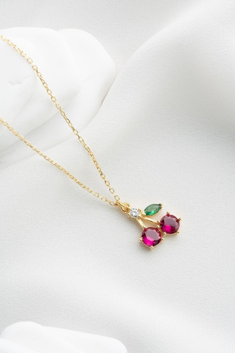 Nereze | Gold Plated Cherry Necklace - TryAladdin