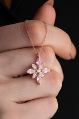 Nereze | Hope Flower Necklace with Pink Zircon Stones - TryAladdin