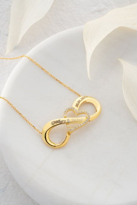 Nereze | Personalized Heart Detailed Big Size Infinity Necklace - TryAladdin