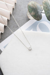 Nereze | Rhodium Plated Minimal 5mm Solitaire Necklace - TryAladdin