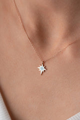 Nereze | Rose Enameled Polar Star Necklace - TryAladdin