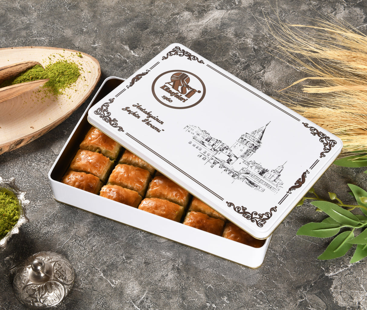 Asi | Pistachio Baklava in Gift Metal Box - TryAladdin