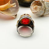 Red Tourmaline Oval Stone Men's Ring - TryAladdin