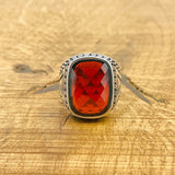 Red Zircon Silver Ring - TryAladdin