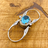 Reversible Ring, Aqua - Emerald Oval Stone - TryAladdin