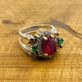 Reversible Ruby and Aquamarine Ring - TryAladdin