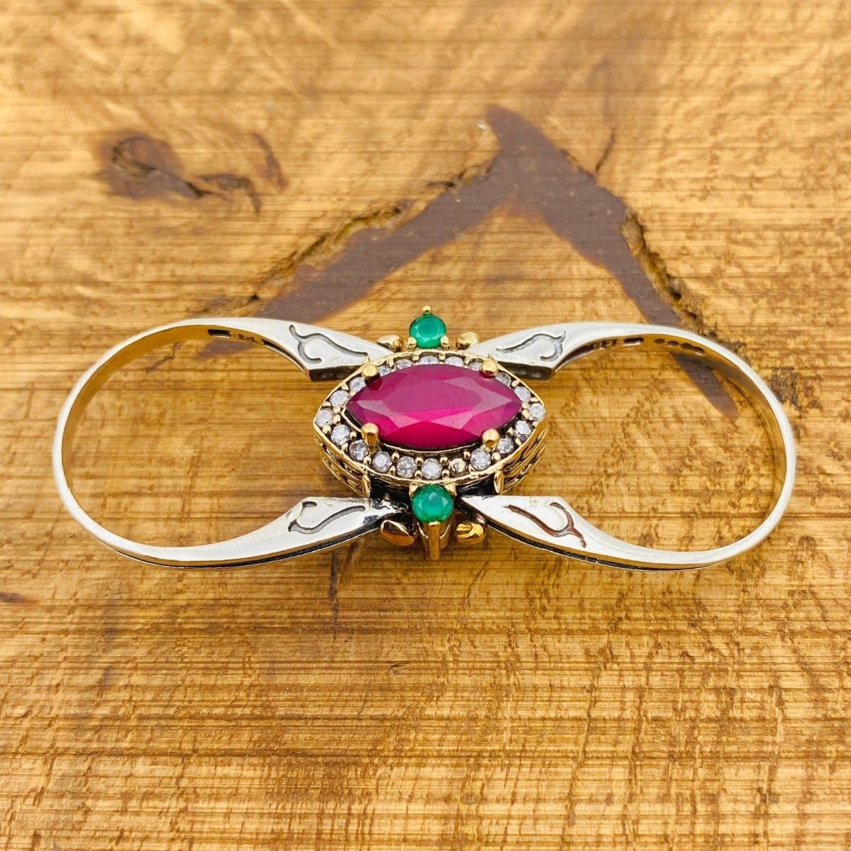 Reversible Ruby Emerald Stone Ring - TryAladdin