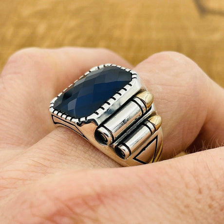 Sapphire Square Stone Men's Ring - TryAladdin