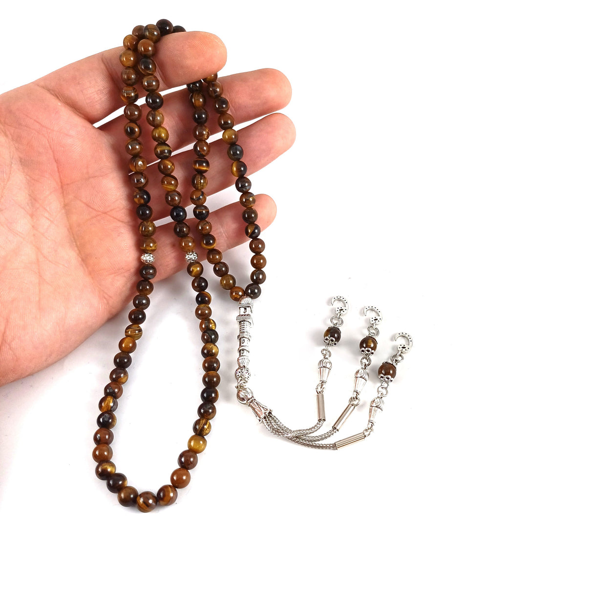 Selderesi | Tiger's Eye Natural Stone 99 Beads Prayer Tasbih 6mm - TryAladdin