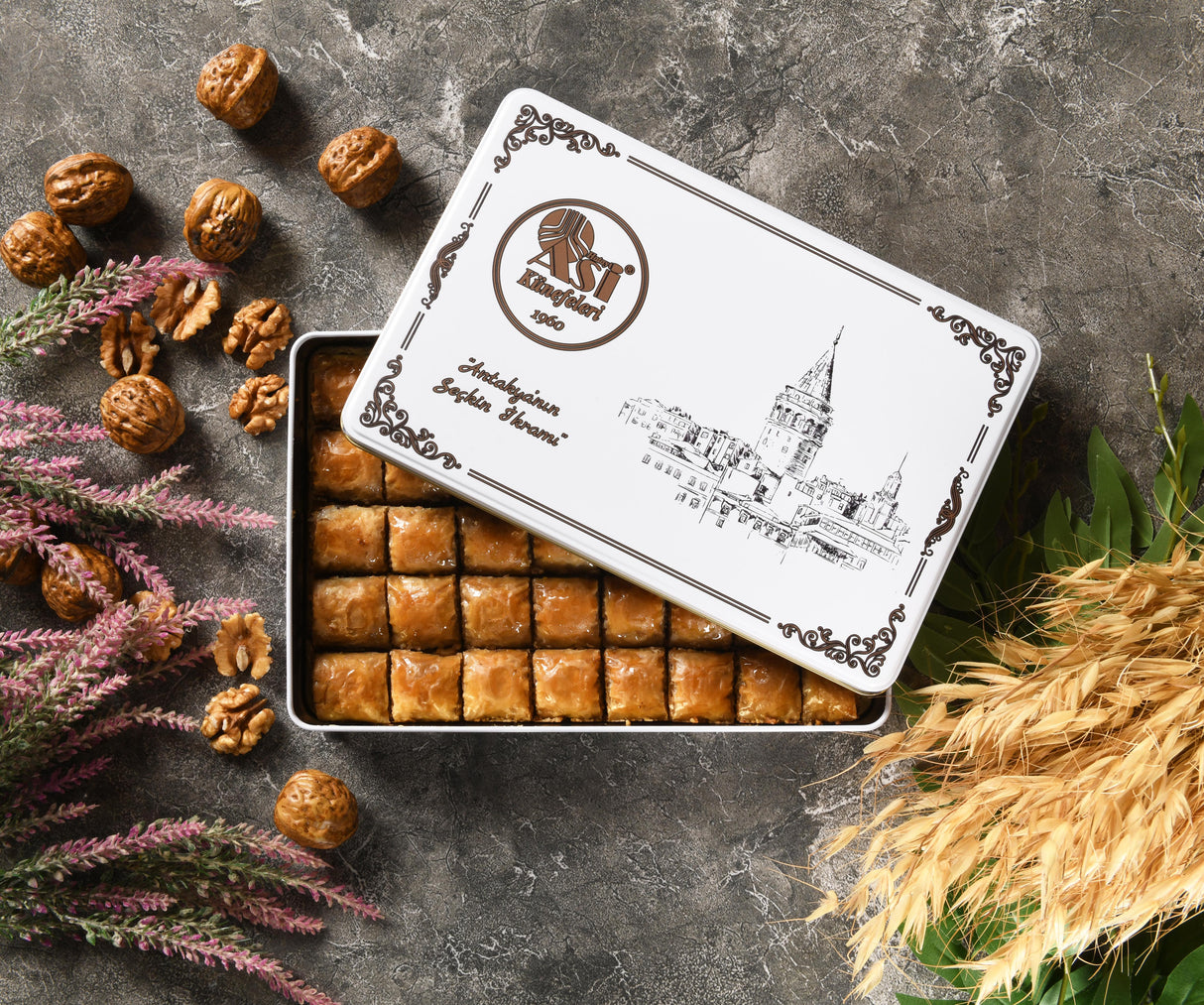 Asi | Special Mini Baklava with Walnut in Gift Metal Box - TryAladdin