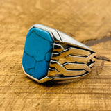 Square Blue Turquoise Ring - TryAladdin