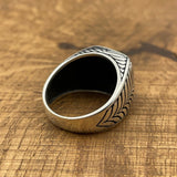 Sterling Silver 925 Handmade Black Onyx Men's Ring - TryAladdin