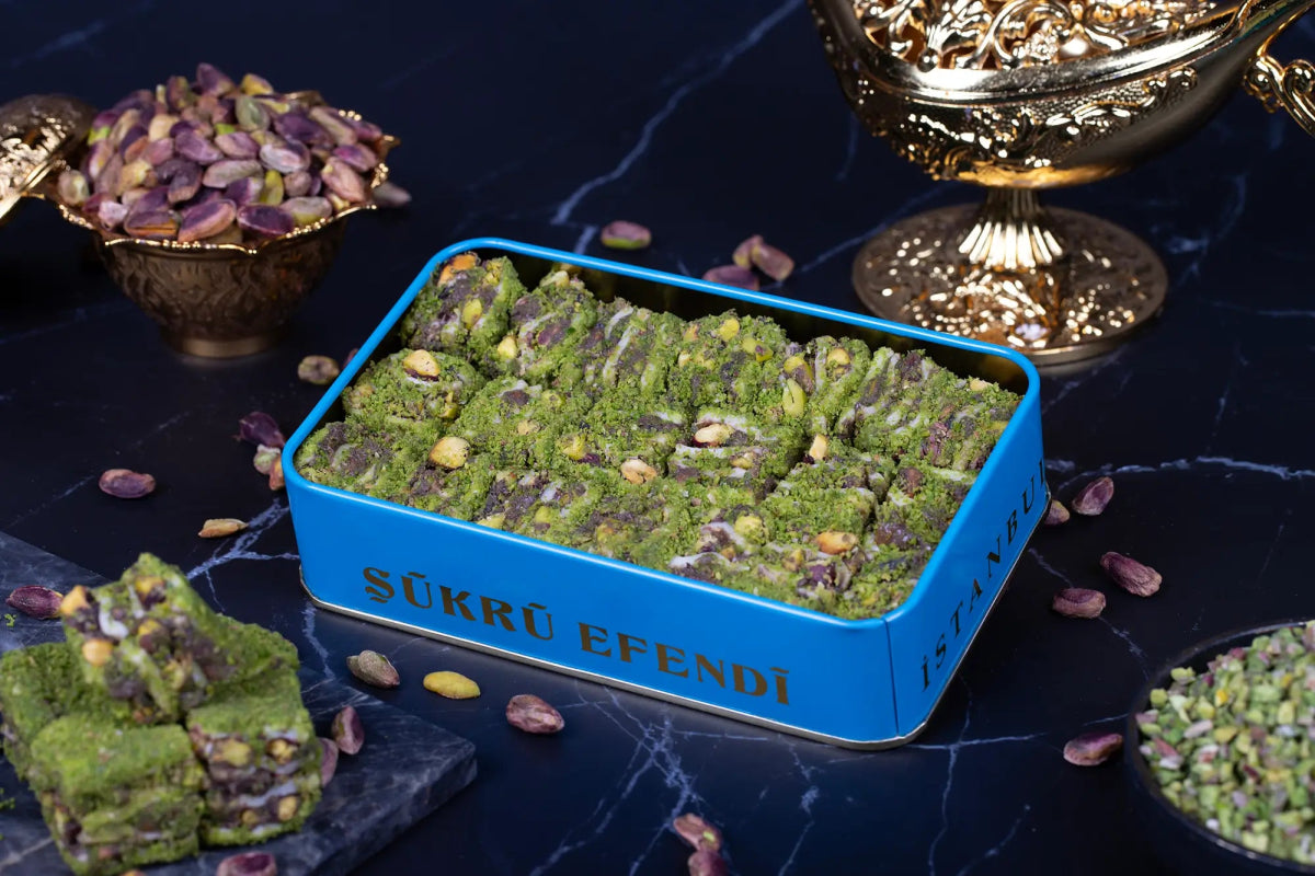 Sukru Efendi 1935 | Luxury Baklava Turkish Delight - Covered with Powdered Pistachio, Stuffed with Cocoa Cream and Pistachio - TryAladdin