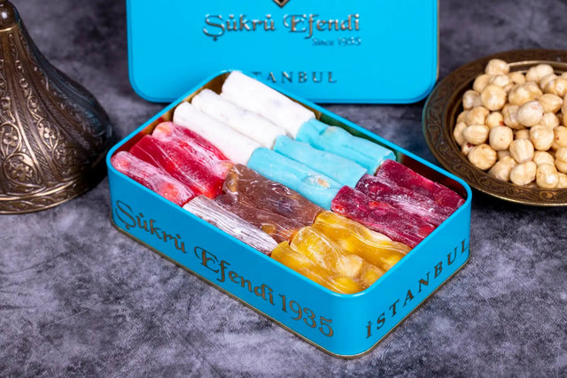 Sukru Efendi 1935 | Mix Turkish Delight Fingers with Pistachio and Hazelnut in Gift Metal Box - TryAladdin