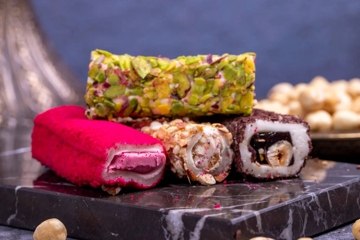 Sukru Efendi 1935 | Mix Turkish Delight Wraps with Pistachio and Hazelnut in Gift Metal Box - TryAladdin