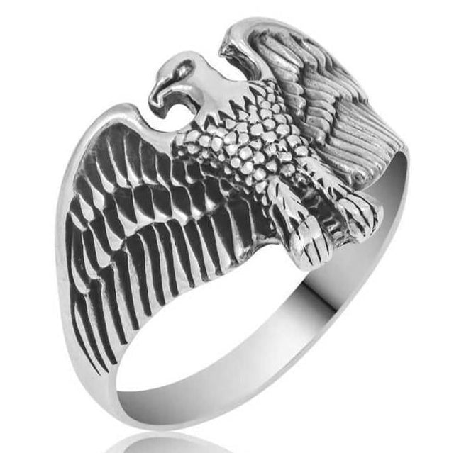 Taki | Eagle Motif Silver Men's Ring Without Stone - TryAladdin