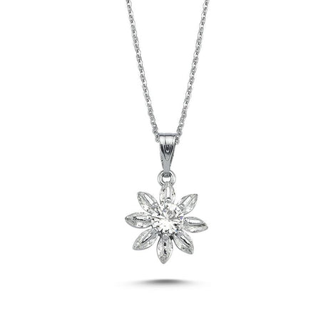 Taki | Flower Model Women's Necklace with Zircon Stone - TryAladdin