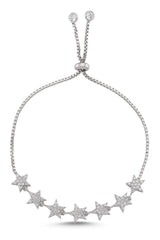 Taki | Zircon Stone Stars Silver Bracelet with Flexible Lock - TryAladdin