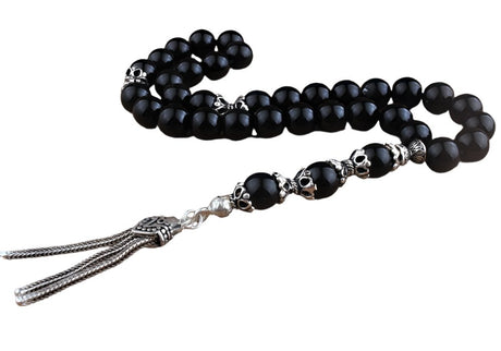 Tesbihevim | 925 Sterling Silver Tassel Onyx Stone Tasbih - TryAladdin