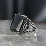 Tesbihevim | Men's Silver Ring with Zircon Stone - TryAladdin