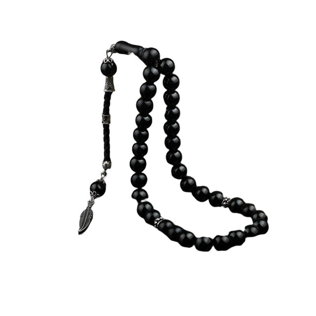 Tesbihevim | Oltu Stone Tasbih with Silver Tassel - TryAladdin