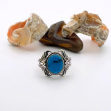 Turquoise Men's Handmade Silver Ring - TryAladdin