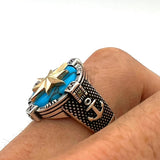 Turquoise Men's Handmade Silver Ring - TryAladdin