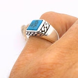 Turquoise Men's Silver Ring - TryAladdin