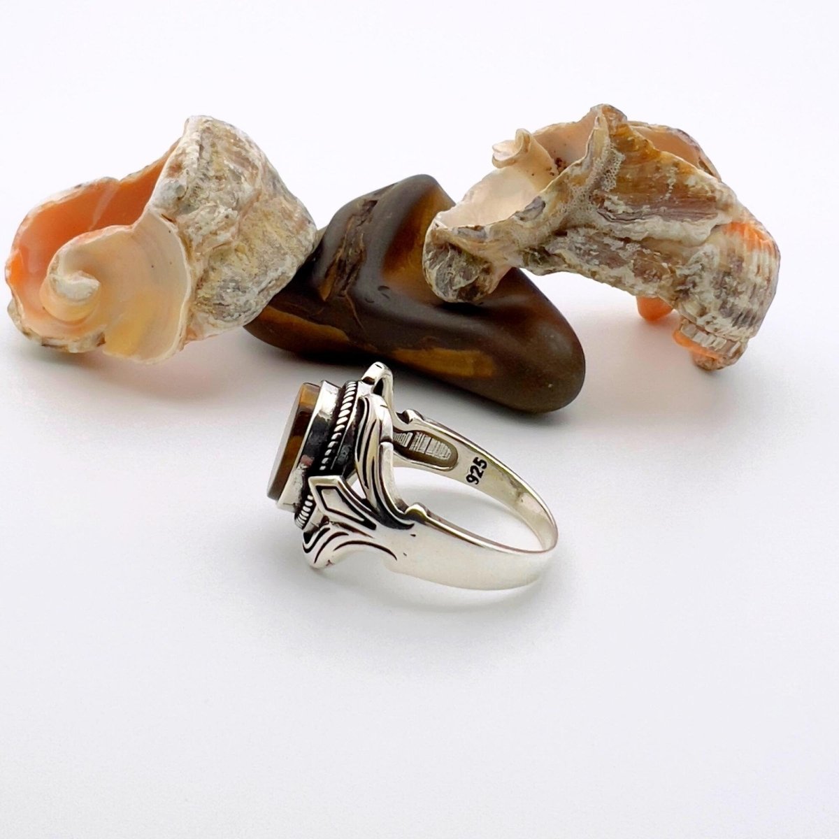 Unisex Tiger's Eye Silver Ring - TryAladdin