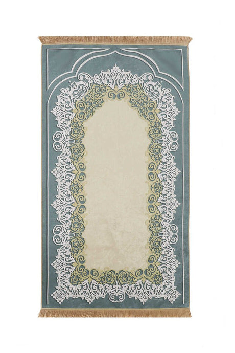 Bursa Ipek | Green Velvet Carpet Prayer Rug New - TryAladdin