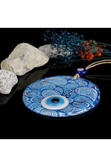 Blue and White Glass Nazar Bead Handcrafted Glass Wall Ornament - TryAladdin