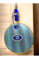 Embroidered Geometric Nazar Glass Wall Ornament - TryAladdin