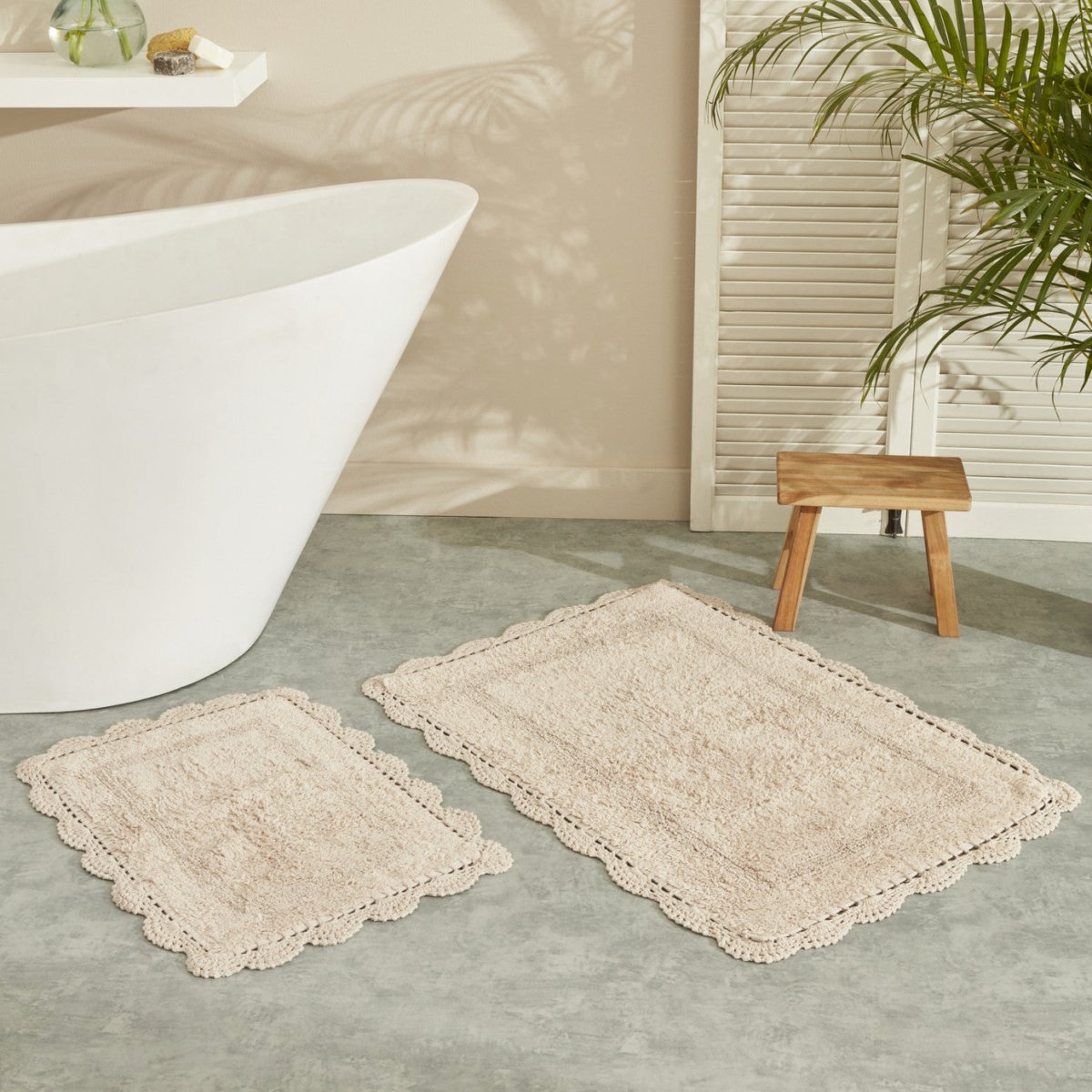 Sarah Anderson Arlenge 2 - Piece Bathroom Mat Set in Beige - TryAladdin